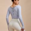 Camiseta de Manga Longa Reversível para Yoga e Fitness ao Ar Livre Wt532 - Refrescante, Respirável, Secagem Rápida, com Detalhe Torcido em V na Cintura para Mulheres