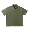 2026 Em estoque Camisa Polo Americana retrô lavada, estilo europeu e americano, corte solto, visual desgastado, algodão puro, com gola, manga curta