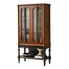 Gabinete Lateral de Madera Maciza Estilo Francés de Mediados de Siglo Estilo Retro Sala de Estar Hogar Almacenamiento Integrado Gabinete de Cristal Begonia Puerta de Exhibición Gabinete de Vino