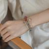 Pulsera de cristal al por mayor de fábrica para mujer, sencilla, natural, de cristal fantasma verde, fresa, cuentas de piedra lunar, pulsera de doble capa con cuentas