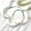 Collar de Piedra de Oliva y Nudo de Bambú Estilo Chino Nuevo con Cuentas Cadena de Clavícula Vintage Elegante de Nicho para Mujer