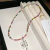 Estilo Étnico Irregular Contas de Cristal Contas Colar Acessórios Feminino Luz de Luxo Alta Qualidade Corrente da Clavícula Estilo de Férias Colar