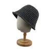 Sombrero de Pescador de Punto Retro Estilo Coreano Otoño/Invierno para Mujer Circunferencia de Cabeza Grande Hace que la Cara Parezca Más Pequeña Sombrero de Cubo de Lana Cálido Protección contra el Frío Sombrero de Cara Lisa