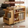 Mesa Lateral Móvil, Gabinete Lateral para Sofá, Gabinete Lateral, Gabinete de Almacenamiento Doméstico para Sala de Estar, Estante de Almacenamiento, Mesa de Café de Madera Maciza, Carrito Pequeño