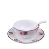 Suprimentos de Hotel Conjunto de Três Peças de Tigelas e Pratos, Louça de Cerâmica Azul e Branca em Estilo Chinês, Porcelana Branca Simples para Arranjos de Salão de Banquete