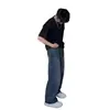 Calça Jeans Masculina Reta Solta Nova Retro Desgastada Perna Larga Estilo Americano Lavada Coleção Primavera/Outono 2026