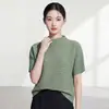 Blusas de Manga Corta Miyake para Mujer en Verano, Adecuadas para Todos los Tipos de Cuerpo, Versátiles para el Trabajo y el Ocio, Camisetas de Color Sólido, Elegantes y de Corte Holgado, Ropa Fina para Mujer