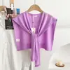 Nuevo Chal de Punto de Color Sólido, Delgado, Mezcla de Lana, Estilo Coreano para Mujer, Ropa Exterior Versátil para Primavera y Otoño, Chaleco Decorativo