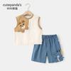 Kaka Panda Meninos Regata Shorts Meninas Roupa Conjunto de Verão Casual Infantil de Duas Peças Bebê Bebê Roupa Infantil