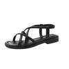 Sandálias Pretas de Nicho Estilo Francês Nova Chegada Fashionáveis Versáteis Estilo Fada Sapatos Romanos Retrô para Primavera e Verão 2025