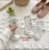 Calcetines de Lunares con Borde Fruncido para Mujer, Calcetines de Algodón Blanco Leche Puro hasta la Mitad de la Pantorrilla, Estilo Coreano Verano y Otoño, Estilo Ballet, Calcetines Holgados de Moda