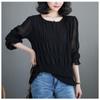Top plisado de manga larga de 8 colores y 3 tallas, estilo japonés Rakuten, verano, nuevo, con drapeado interior y exterior