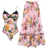 2026 Nuevo Traje de Baño Europeo y Americano Transfronterizo Floral Dulce Vacaciones en la Playa Manantial Caliente Traje de Baño de una Pieza Conjunto Conservador para Mujeres