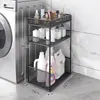 Estante de almacenamiento para baño, estante de almacenamiento de detergente para ropa de varias capas de pie, estante de almacenamiento móvil para huecos de inodoro y baño