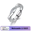 Anillo Cruzado Trenzado Entrelazado de Plata S925 Moissanita Micro-pavimentado Anillo para Dedo Anillo de Boda para Mujer Lujo Ligero Fábrica de Origen