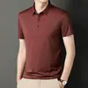 Camiseta de Manga Corta de Seda Helada para Hombre de Verano con Cuello Solapa Fresca Talla Grande Camiseta de Manga Media con Cuello Solapa para Hombres de Mediana Edad y Mayores
