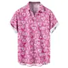 Camisa Informal de Manga Corta Suelta y Moderna para Hombre con Estampado de Corazón Estilo Nuevo Transfronterizo para el Día de San Valentín Sin Bolsillos