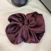 Goma para el pelo de estilo coreano, elegante y a la moda, para el trabajo, con acabado brillante, color liso, textura simple similar a la seda, scrunchie grande para mujer