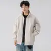 Chaqueta Estilo Americano con Silueta de Avión para Hombre, Abrigo Corto de Corte Limpio con Cuello Alto Fresco para Primavera y Otoño