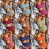 Glory Swimwear Comercio Exterior Nuevo Bikini Sexy Tela de Ola Color Sólido Traje de Baño Dividido para Mujeres 2023bikini