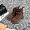 Botines Martin de Ante Retro con Cordones para Mujer 2026 Nuevo Estilo Otoño/Invierno Estilo Chica Popular Versátiles Casuales de Suela Gruesa con Hebilla