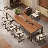 Conjunto de mesa de chá e bandeja de chá em madeira maciça, uma combinação completa de mesa de chá e cadeiras, novo modelo 2026, de alta qualidade para uso doméstico, mesa de chá de tamanho grande, estilo de luxo leve, feito de madeira natural