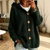 Cárdigan con capucha y cuatro botones, nuevo estilo otoño/invierno, color liso, tejido casual y moderno para mujer