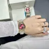 Nuevo Modelo de Reloj de la Emperatriz Viuda, Reloj para Mujer Saturno Azul Hielo Triturado, Reloj para Mujer Fruta del Dragón Verde Menta, Disponible para Dropshipping