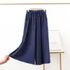 Pantalones de Pierna Ancha de Algodón y Lino para Mujer Verano Delgados Talla Extra Sueltos Adelgazantes Caída Rectos Casuales Pantalones Cortos Estilo Perezoso