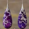 Pendientes colgantes de piedra emperador de colores de moda en Amazon, forma de gota, para mujer, temperamento bohemio, pendientes multicolor