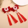 Accesorios para el cabello de Año Nuevo horquilla de saludo festivo de Año Nuevo tocado corona de princesa clip superior niños gran lazo rojo horquilla bebé