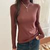Toma Real # Camiseta Básica de Cuello Alto para Mujer, Nuevo Estilo Primavera y Otoño 2025, Se Puede Usar por Fuera, Top de Estilo Europeo, Camiseta de Manga Larga para Mujer.