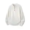 Gola Henley, camiseta texturizada de manga comprida, estilo masculino, nova coleção outono/inverno 2026, adequada como camada interna ou base