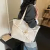 Bolsa Casual Grande Capacidade Estilo Coreano para Mulheres, Bolsa de Trabalho, Novo Modelo 2026, Bolsa de Ombro Simples Xadrez, Bolsa Tote Versátil