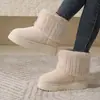 Botas de nieve de suela gruesa de talla grande para mujer, invierno 2024, nuevas, con mangas forradas de vellón, cálidas, con dobladillo en el medio, zapatos de algodón Mao Mao Mao