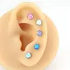 Tachuela de Labio de Titanio F136 con Borde Ondulado Stud para Hélice Auricular Ópalo Gelatinoso Aurora Aleación de Titanio G23 Joyería para Piercing Cabeza de Repuesto
