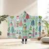 Manta Perezosa con Capucha Desmontable de Franela con Estampado Digital Navideño Manta Chal Cálida de Invierno Cubierta para Sofá