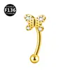 Aleación de Titanio F136 Varilla de 1.2X10 Mariposa de Zirconia Hueso de la Oreja Clavo Tornillo Pendientes de Bola Joyería para Piercing de Ceja
