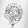 Broche de Girasol Nuevo Transfronterizo para Mujer, Lujo de Gama Alta, Lleno de Diamantes y Perlas, Broche Metálico Brillante