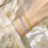 Pulseira de Bambu Segmentada com Diamantes Inteiros de Luxo Leve com Design Único, Pulseira Fina, Estilo de Nicho, Faz as Mãos Parecerem Mais Finas, Adequada para Uso Diário, Presente Requintado para Namorada