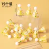Chapéu Mini com Laço Estilo Coreano Decoração de Bolo Ornamento Pom-Pom Chapéu de Aniversário Decoração de Mesa de Confeitaria