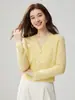 Cárdigan de punto de cachemira con ribete de encaje para mujer, cuello en V, manga larga, corto, elegante francés, versátil, color liso, chaqueta de botones