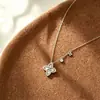 Collar de Plata de Ley S925 Trébol de Cuatro Hojas de la Suerte para Mujer, Lujo Ligero Temperamento Nicho Sentido del Diseño Exquisita Cadena para Clavícula Joyería
