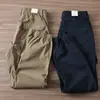Overol para Hombre Primavera y Otoño Pantalón de Tela de Algodón Overol Exterior Cintura Elástica Microelástico Corte Ajustado Acortado Pantalones Casuales