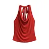Ds25088-25 Nuevo Estilo de Verano Estilo Europeo y Americano Chica Sexy Cuello Oscilante Tirantes Halter Espalda Descubierta Sexy Chaleco Casual