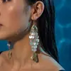 Pendientes de concha de ojo de diablo estilo océano europeo y americano Pendientes largos de borla bohemia Pendientes de vacaciones Venta al por mayor