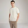 Camiseta de punto de cachemir 100% puro de lujo para hombre, manga corta, cuello redondo, versátil para negocios casual, camiseta base