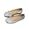 Zapatos Planos de Ballet para Mujer, Plateados, con Lazo Invisible, Aumentan 5 cm de Altura, Suela Suave y Baja, Nuevos de Otoño 2026, Elegantes, de Punta Cuadrada