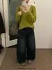 Imagine jeans folgados retrô com design estilo coreano de outono SAILORMOON, falso two-piece com aba traseira, para mulheres 22165