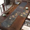 Camino de mesa para ceremonia del té Bandera de té de la dinastía Song Mesa de TV cuero no lavable otras mesas de té camino de mesa largo mantel estético a prueba de aceite chino